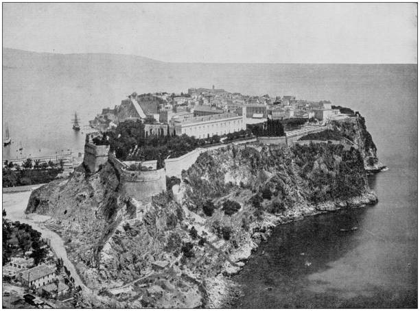 Antique photograph of World's famous sites: Monaco vector art illustration