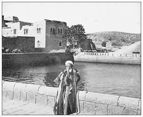 Antique travel photographs of Jerusalem and surroundings: Pool of Hebron