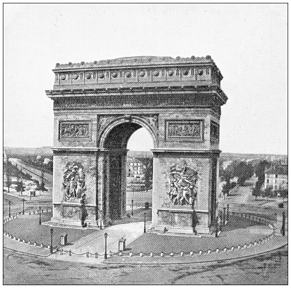 Antique travel photographs of Paris and France: Arc de triomphe, Champs Elysees