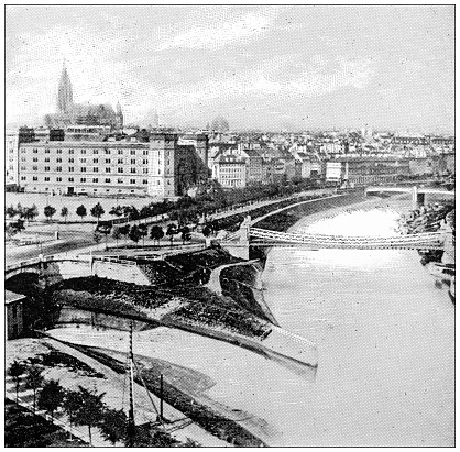 Antique travel photographs of Vienna: Junction on the Wien and the canal