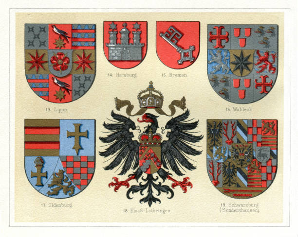 빈티지 빈티지 배지 부터 독일 1897 - 함부르크 독일 stock illustrations