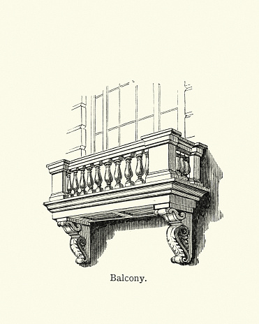 Vintage engraving of a Balcony