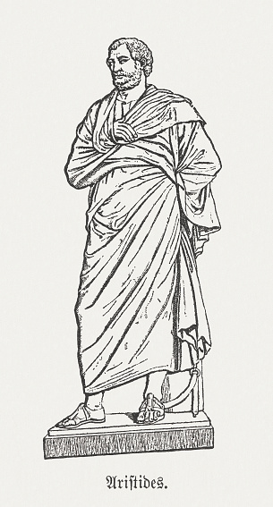 Aristides Athenian Statesman Wood Engraving Published In 1881 Stock ...