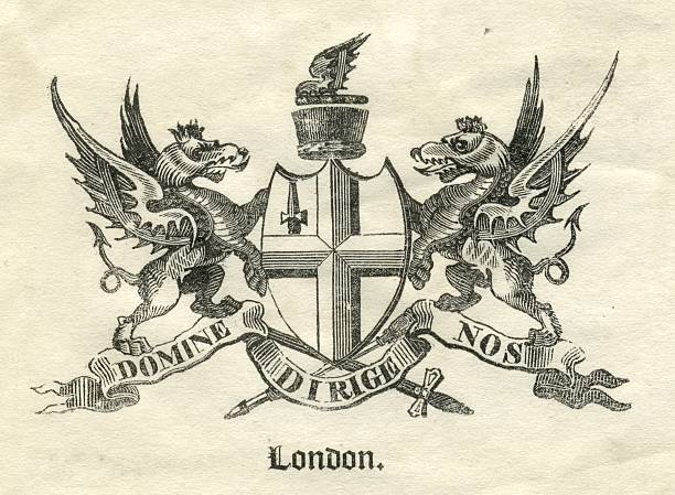 Armorial City of London 19th century vector art illustration
