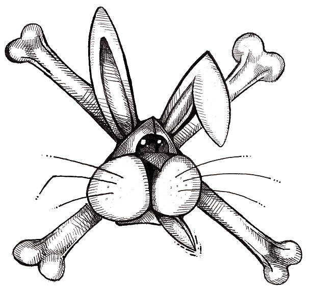 Art - Bunny Crossbones vector art illustration