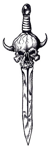Art - Skull Sword vector art illustration