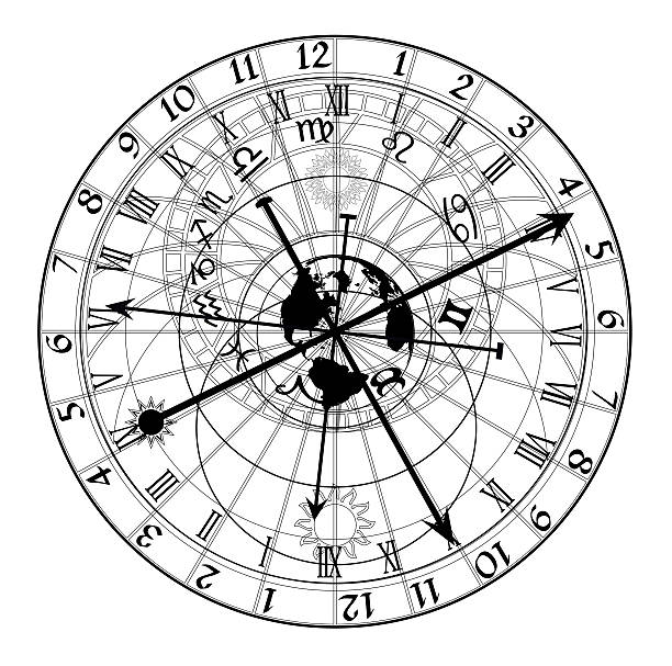astronomical clock vector art illustration
