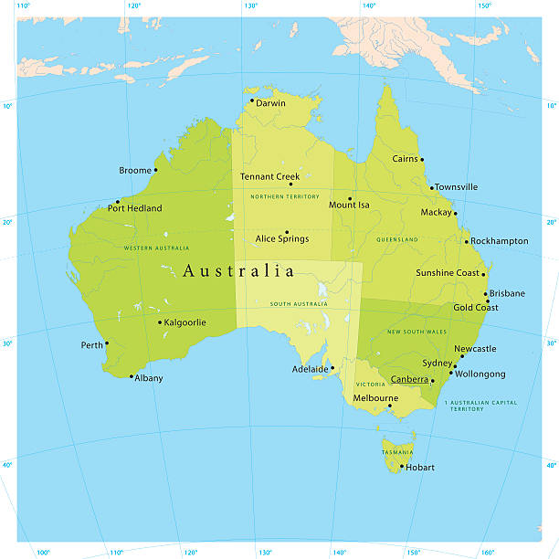 australia vector map - great barrier reef stock illustrations