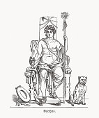 istock Bacchus (Greek: Dionysus) - Roman god of vine, wood engraving, published in 1893 1294850416