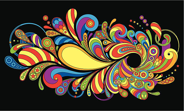 background in a retro style background in a retro style psychedelic stock illustrations