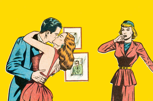 illustrazioni stock, clip art, cartoni animati e icone di tendenza di bad bacio - couple kiss
