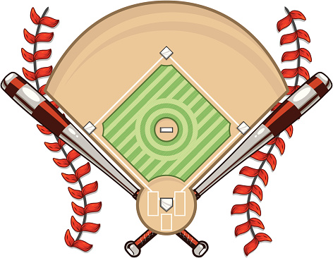 Baseball Diamond with Bats and Laces