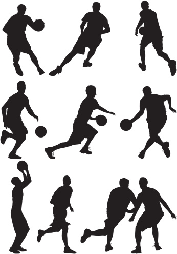 Basketball players in action vector