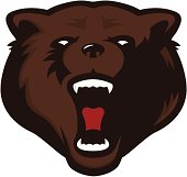 Logo style bear head mascot. Great for sports logos & team mascots.