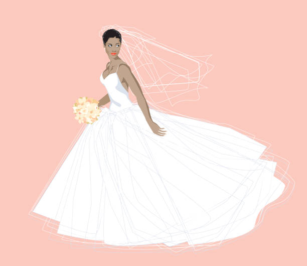 black woman clipart. Clipart of Beautiful elegant black woman in wedding gown wedding clipart