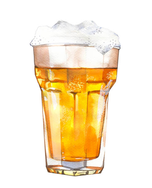 oktoberfest. aquarell-illustration mit glas lager im malerischen stil für bar. getränkemenü zum feiern. bier-plakat. - oktoberfest stock-grafiken, -clipart, -cartoons und -symbole