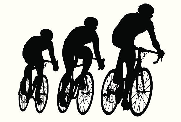 Bike Race Three (vector) bike racers. cycling silhouettes stock illustrations