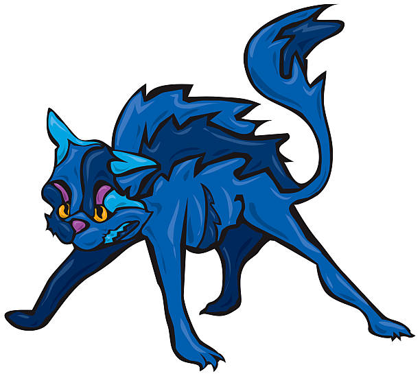 Black Angry Cat vector art illustration