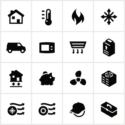 Black Heating and Cooling Icons