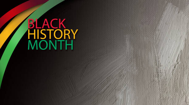 Black History Month Graphic Abstract background Graphic design of the phrase Black History Month with decorative red, gold and green ribbons. Use as background for various cultural projects so themed. black history month stock illustrations
