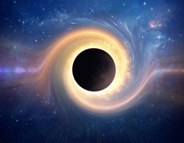 Black hole in deep space Black hole and gravitational waves in deep space, at the center of galaxy clusters black hole space stock illustrations