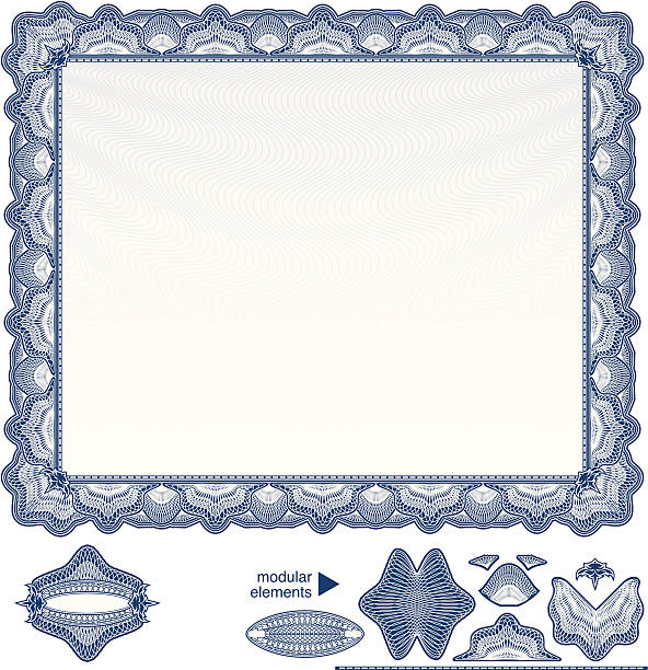 Blank Diploma or Certificate An elaborate vector illustration frame similar to the ones used by traditional certificates. finance borders stock illustrations