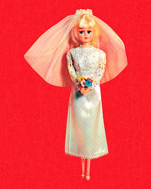 stockillustraties, clipart, cartoons en iconen met blonde fashion doll bride - barbie