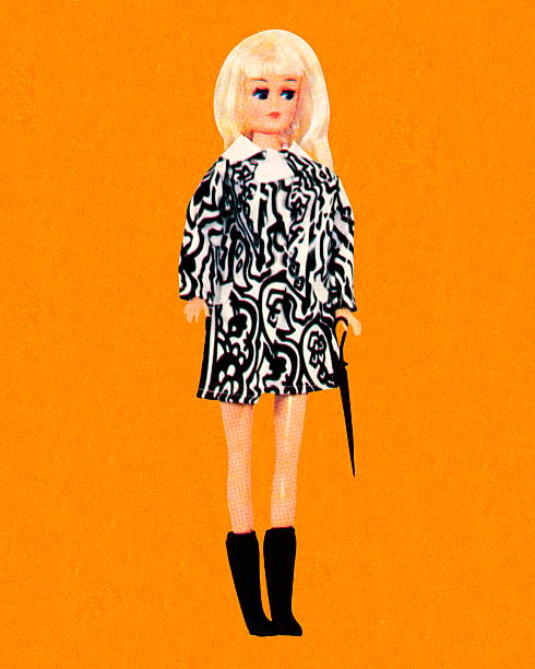 stockillustraties, clipart, cartoons en iconen met blonde fashion doll wearing miniskirt - barbie