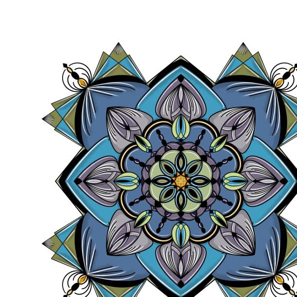 Blue and green flower mandala vector art illustration