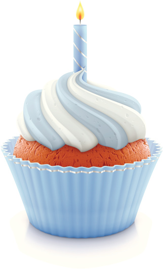 Blue birthday cupcake