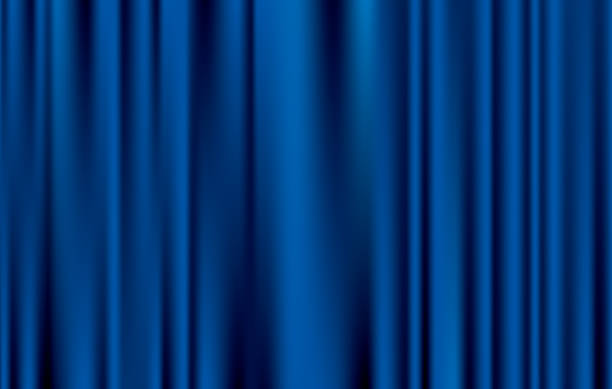 Blue Curtain vector art illustration