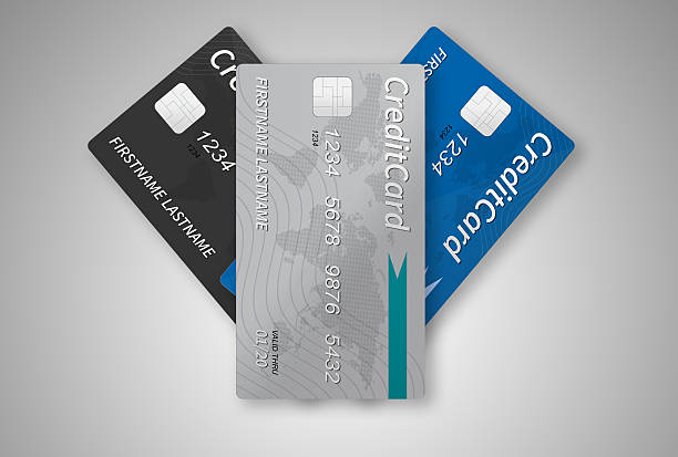 Blue, Silver and Black Creditcard Beautiful Group of Digital Creditcards. Professional digitally created image. High resolution, sharp edges.   pile of credit cards stock illustrations
