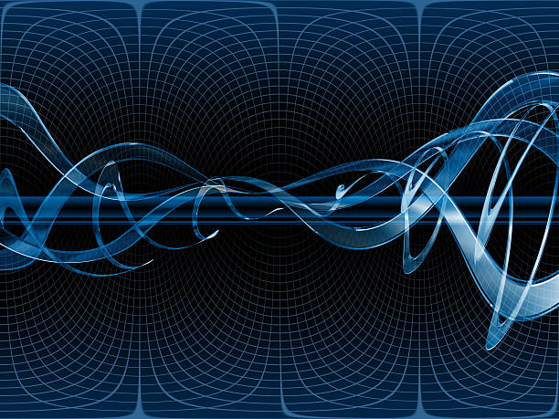 Blue Technical Background - Warped Glass Waves vector art illustration
