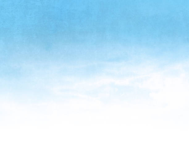 Blue watercolor background gradient fading to white - abstract pastel sky in pale retro style Digitally processed sky image sky borders stock illustrations