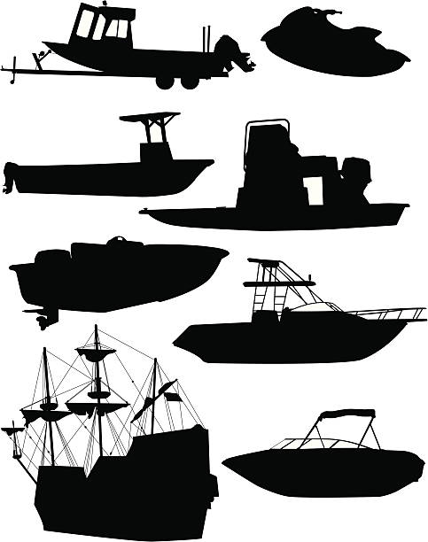 Boat Silhouettes vector art illustration