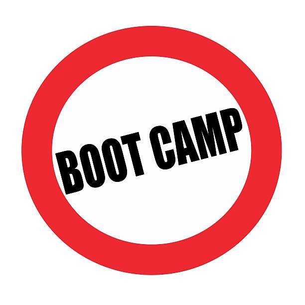 stockillustraties, clipart, cartoons en iconen met boot camp black stamp text on white - bootcamp