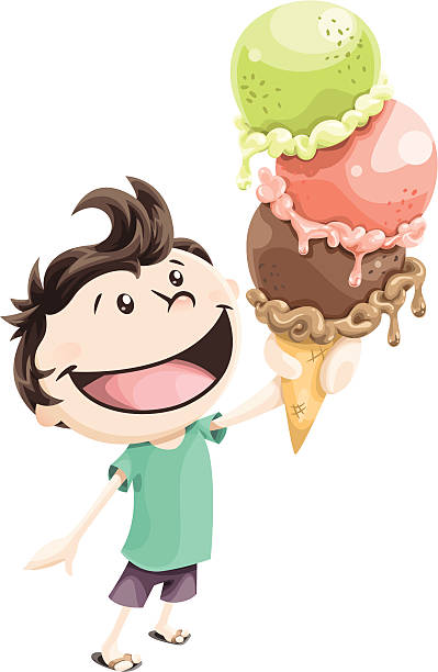 Boy and Ice Cream vector art illustration