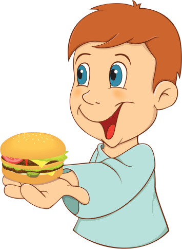 boy with hamburger