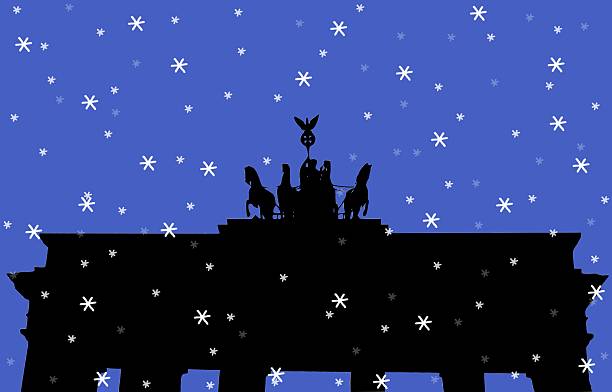 stockillustraties, clipart, cartoons en iconen met brandenburg gate in the snow - berlin snow