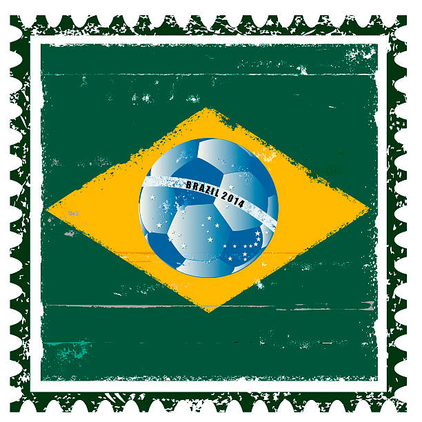 Brazil flag like stamp in grunge style vector art illustration
