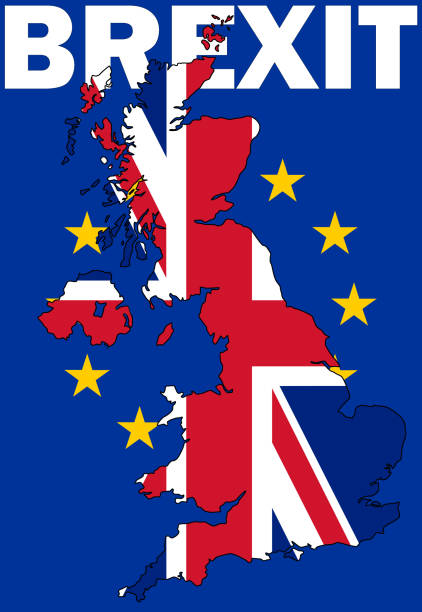 illustrazioni stock, clip art, cartoni animati e icone di tendenza di testo sulla brexit con mappa nel regno unito - alessandro campagna