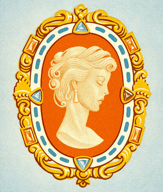Cameo in Frame Cameo in Frame cameo brooch stock illustrations