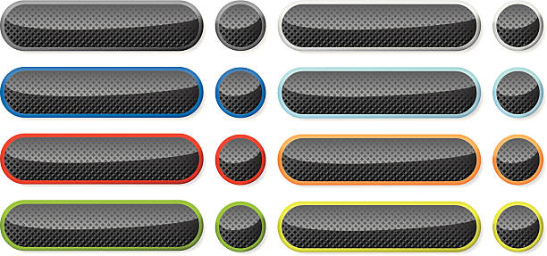 Carbon fiber web buttons vector art illustration