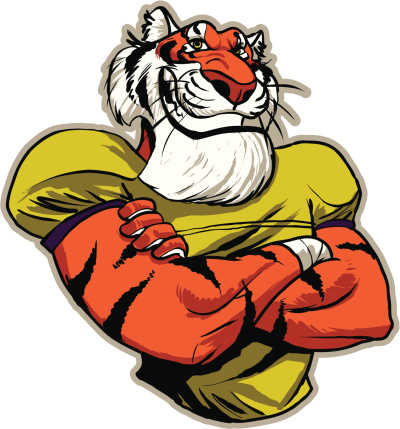 Cartoon Tiger Football Mascot