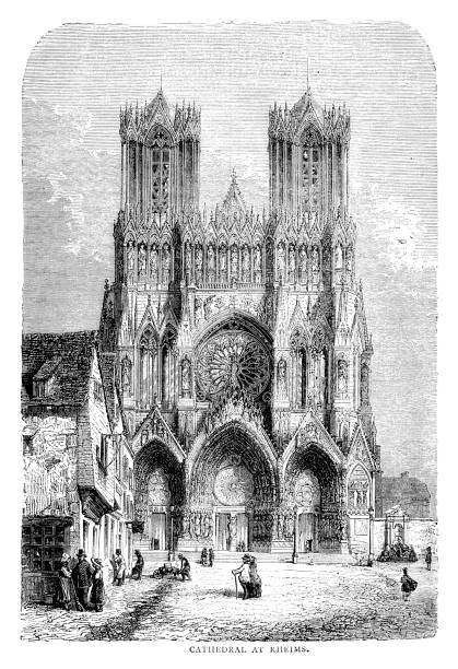 illustrations, cliparts, dessins animés et icônes de cathédrale de rheims - reims