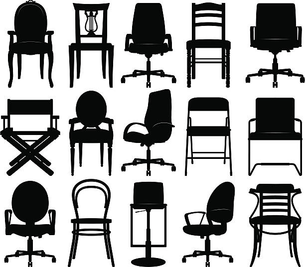 Chairs silhouettes collection Set of design elements - Various chairs silhouettes. chair stock illustrations