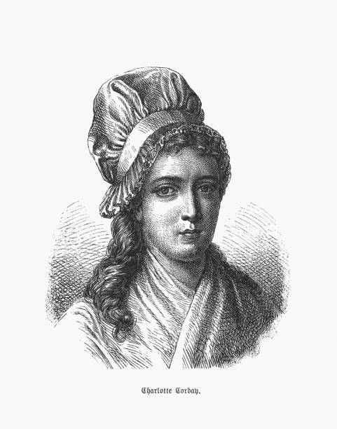 Charlotte Corday (1768-1793), French nobles, wood engraving, published in 1893 vector art illustration