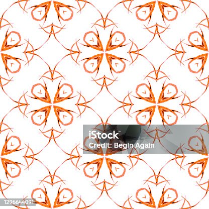 istock Chevron watercolor pattern. Orange elegant boho 1296644091