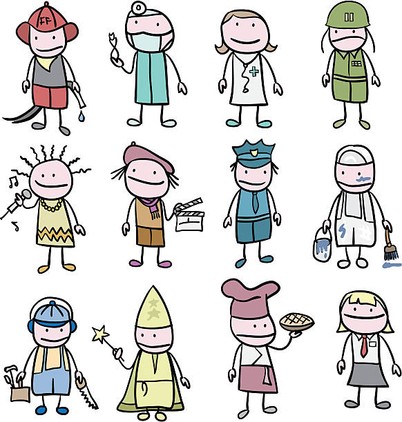 Children and Occupations / Professions What do you want to be when you grow up doctor drawings stock illustrations