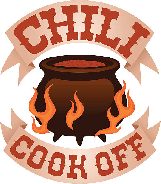 chili cook off logo chili cook off graphic with text cooking competition stock illustrations